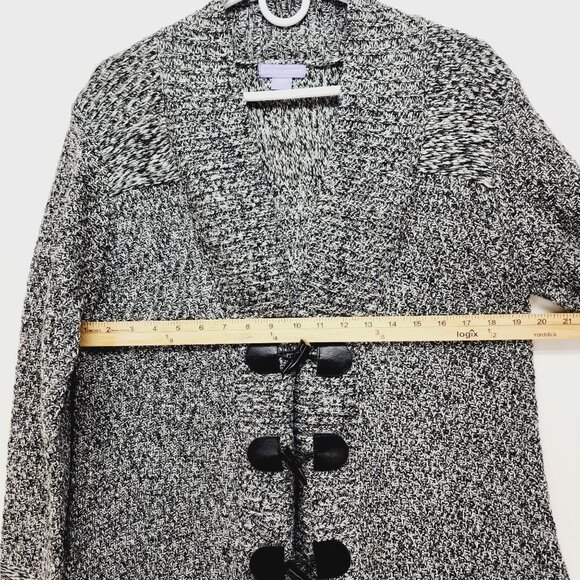 Laura Scott Womens Long Sleeve Knit Cardigan Sweater Toggle Buttons Size L Gray - Picture 2 of 11